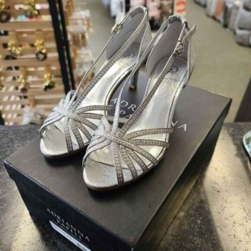 Adrianna Papell Women's Judy Embellished Heels, Silver, Size 6